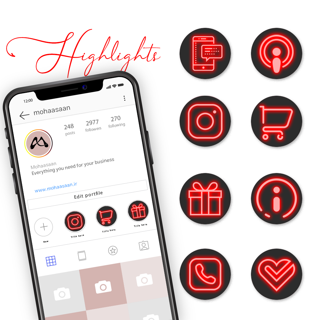 Instagram Highlights Mockup 2 هایلایت استاندارد - تصویر 1