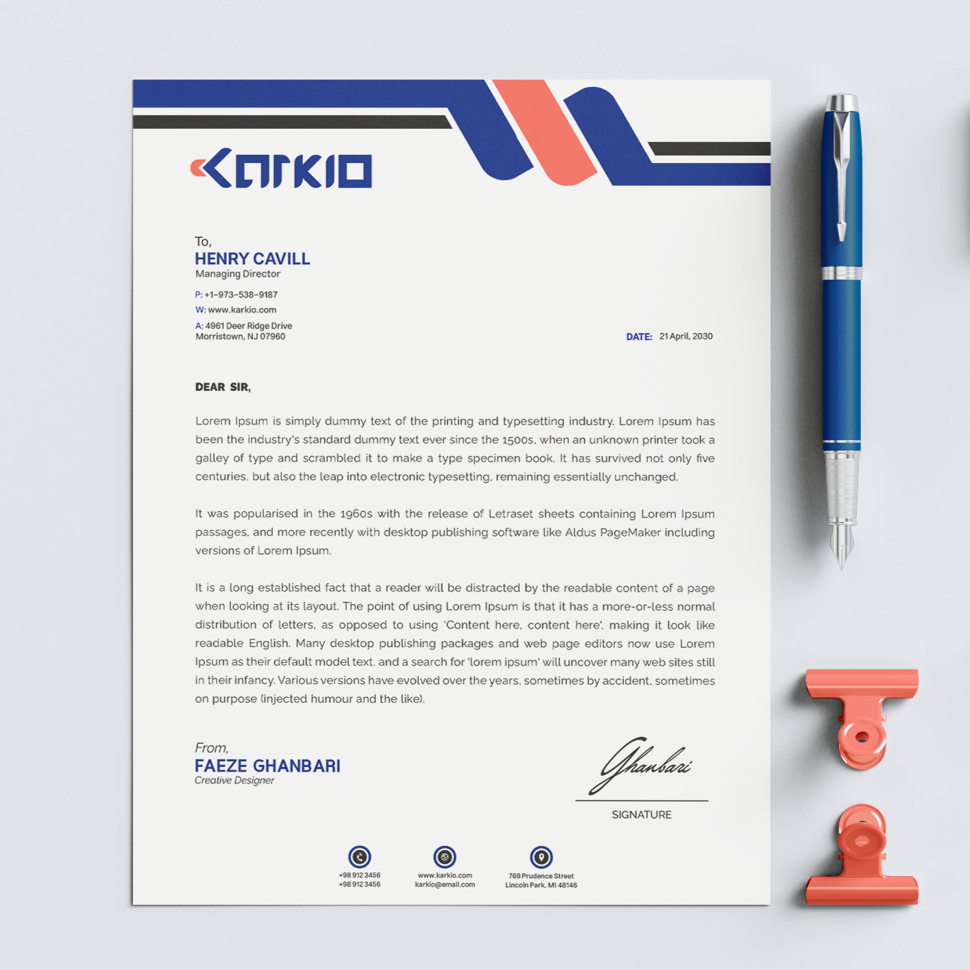 Karkio Office Set Mockup سربرگ اداری اقتصادی - تصویر 1